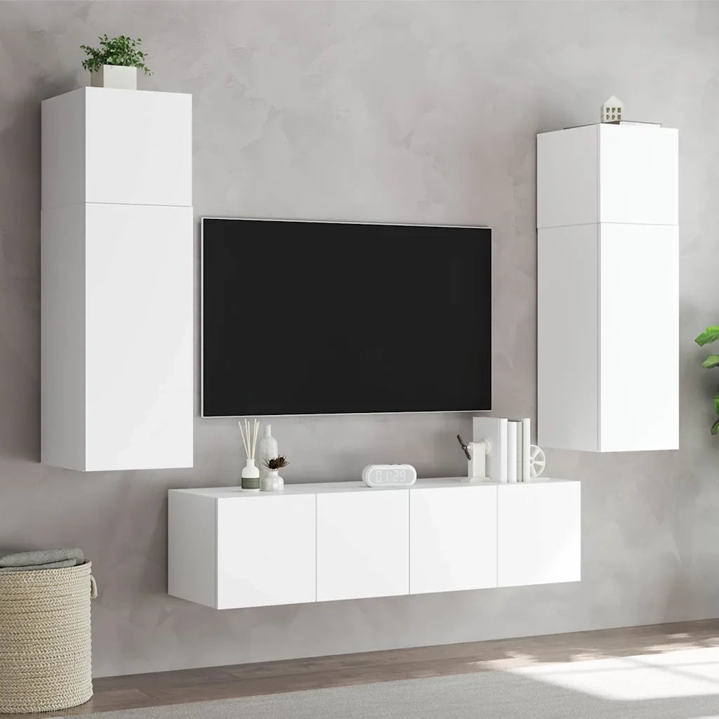 Mobile TV a Parete | Armadietto TV | Mobile Porta TV con Luci LED Bianco 80x35x31 cm