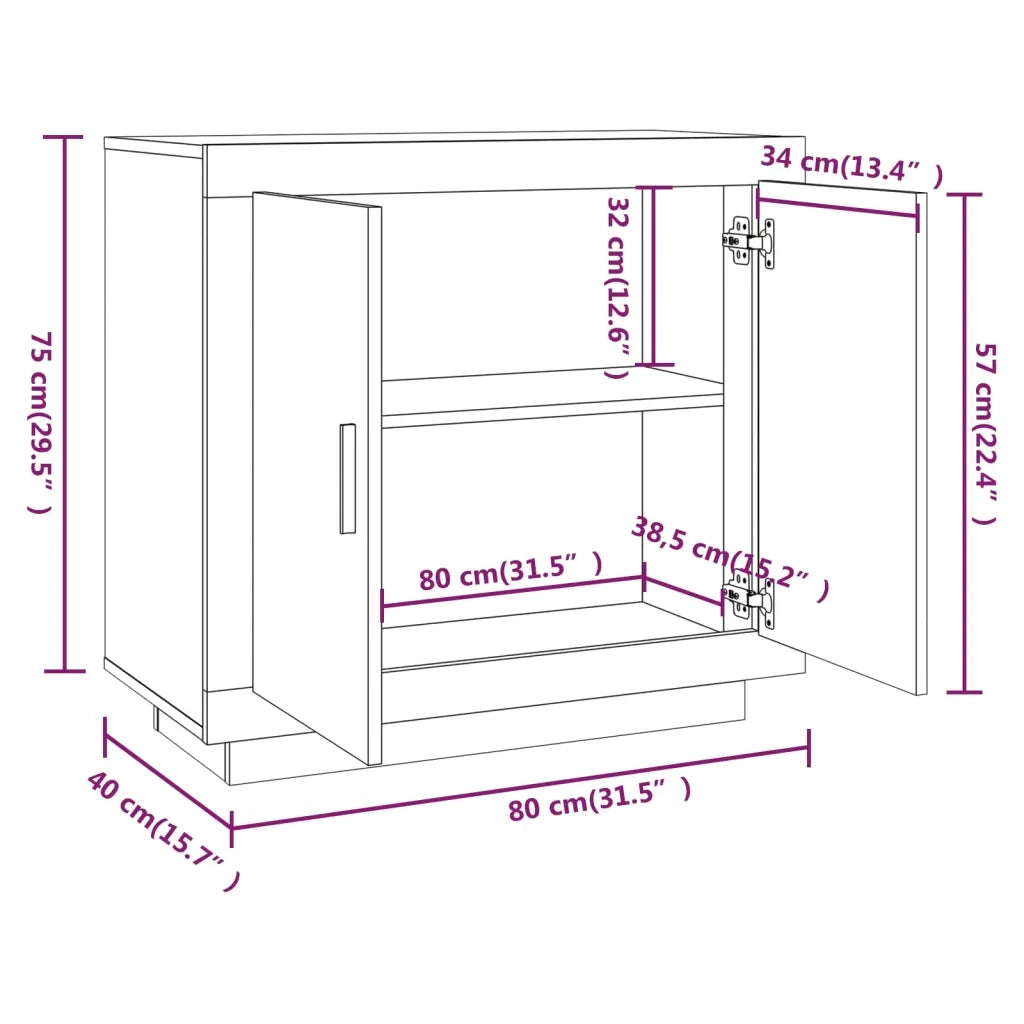 Credenza | Madia | Buffet da pranzo | Armadio da pranzo Bianco 80x40x75 cm in Legno Compensato