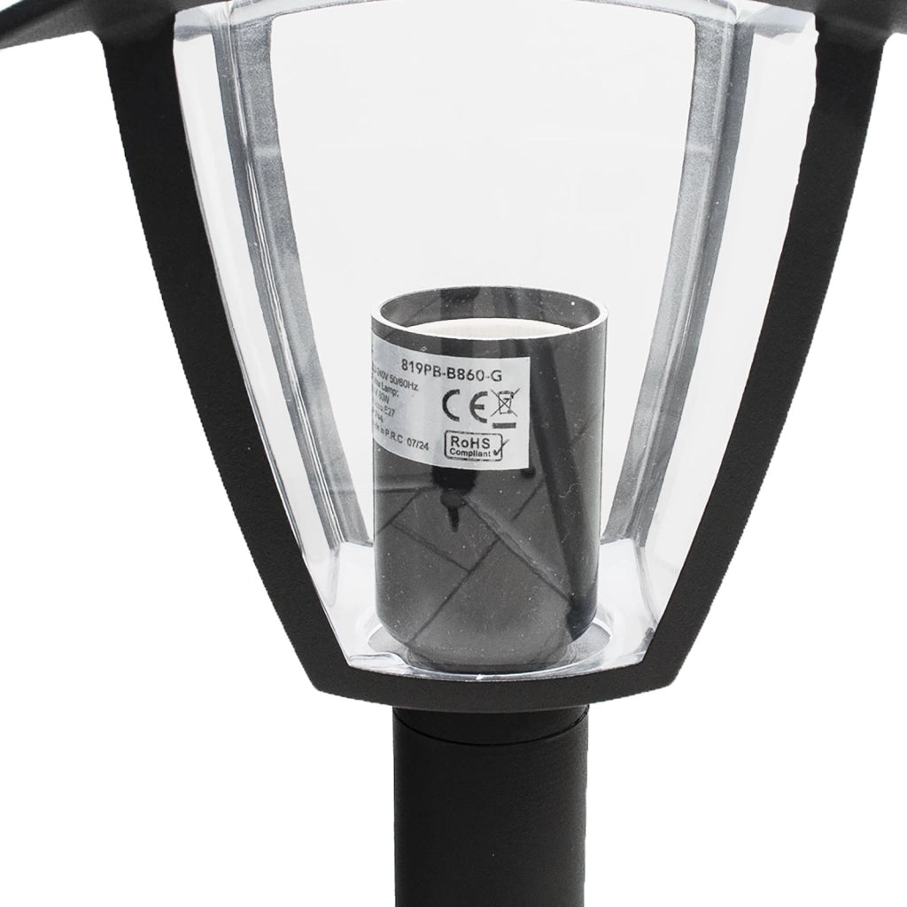 Lampione moderno da giardino E27 lampioncino impermeabile luce per viale cortile sentiero grigio scuro 86cm