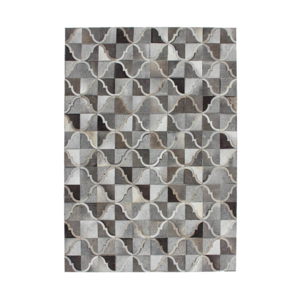 Tappeto Eclipse 300 in pelle cucito a mano grigio