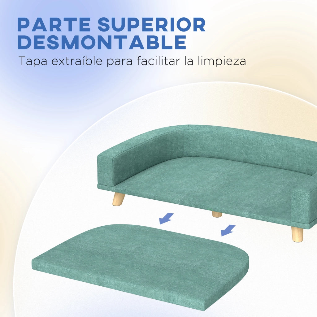 Letto per cani grande con cuscino lavabile e gambe in legno ¨C zephmum ¨C 98x67x25 cm verde