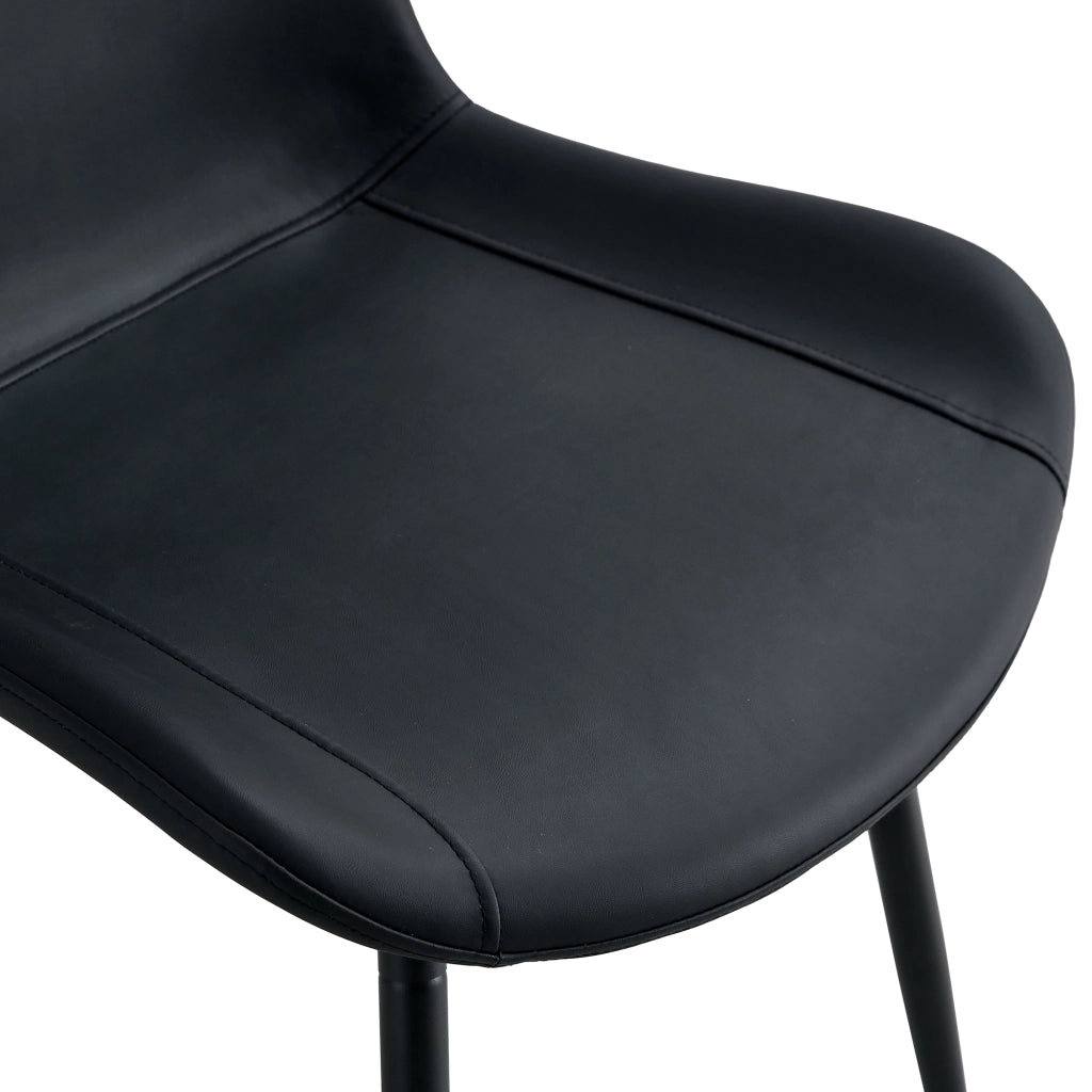 Sedia da pranzo ergonomica nera in similpelle PU con gambe in metallo