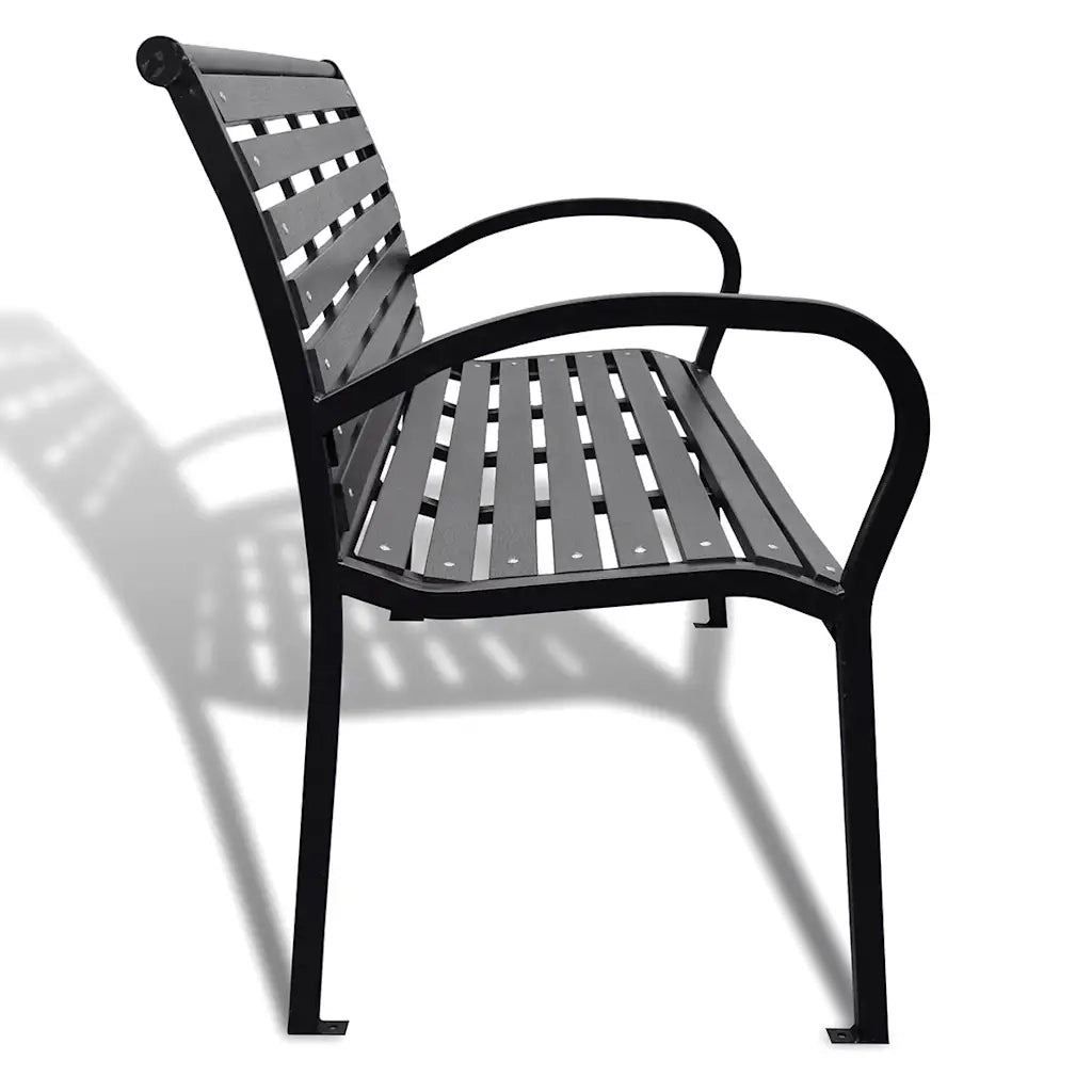 Panchina da Giardino 125 cm Nera in Acciaio e WPC 41556