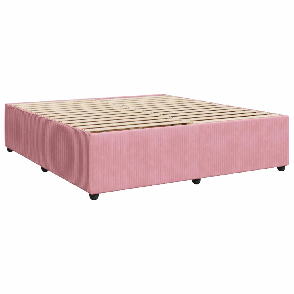 Letto Box Spring LED con Materasso Rosa 180 x 200 cm Velluto 3456130