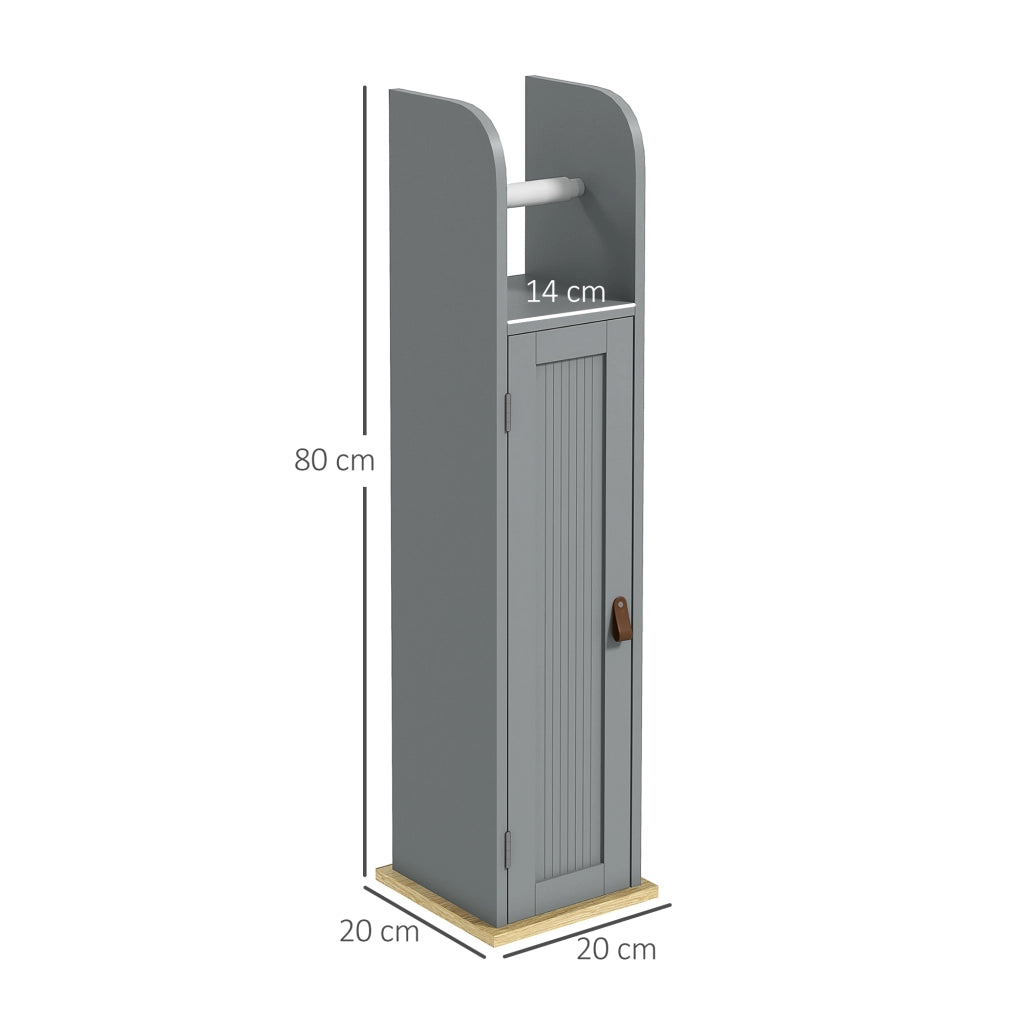 Mobile da bagno con ripiani regolabili e porta rotoli ¨C zephmum ¨C grigio 20x20x80 cm