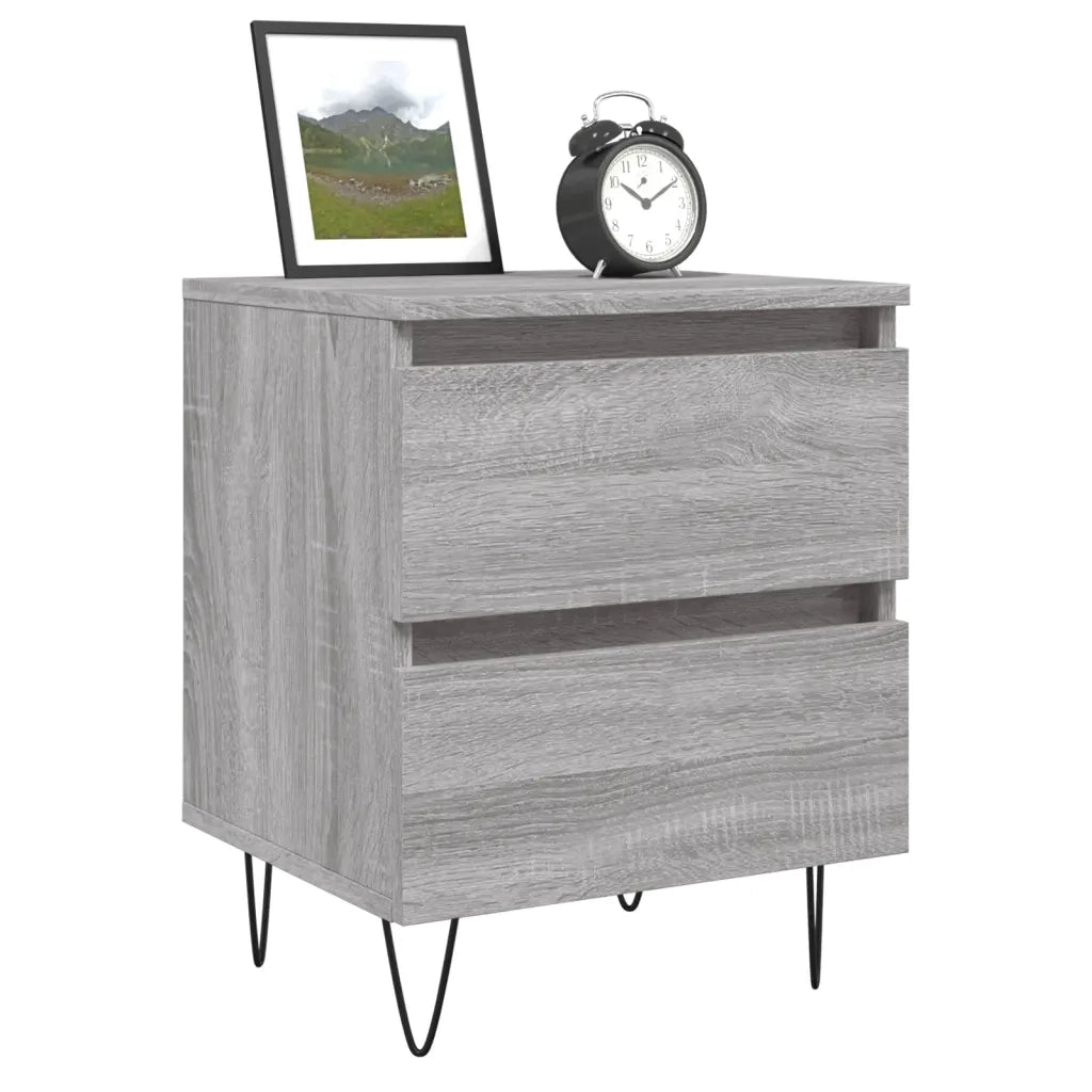 Set di 2 Comodini | Armadio da Notte | Mobiletto da notte Grigio Sonoma 40x35x50 cm in Legno Multistrato