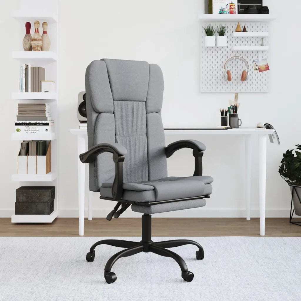 Poltrona | Sedia Relax da Ufficio Reclinabile Grigio Chiaro in Tessuto