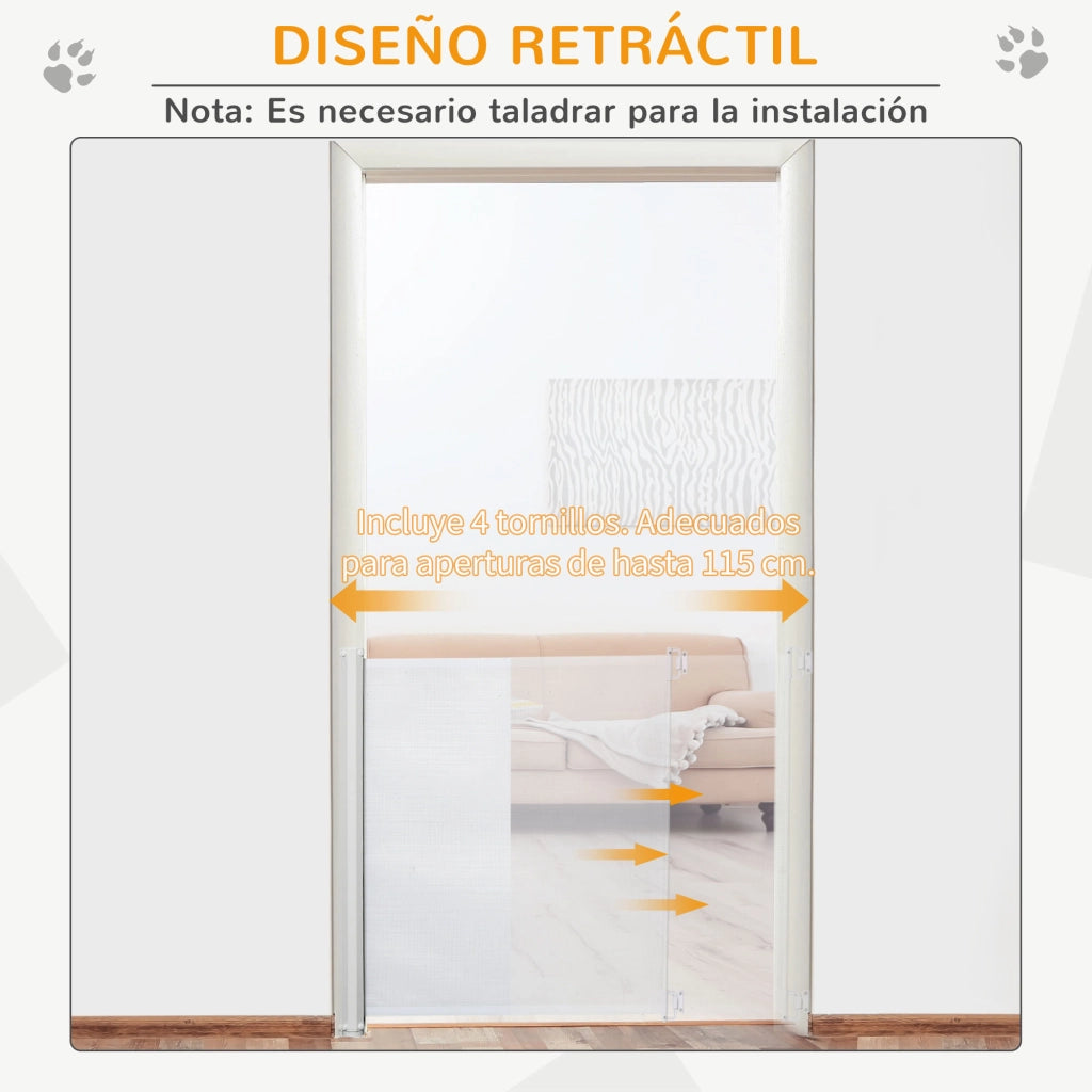 Cancelletto per Cani Estensibile ¨C Xylo ¨C Larghezza Regolabile 5,5-115 cm Bianco