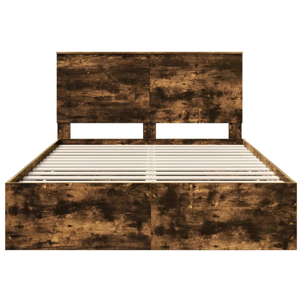 Struttura del letto con cassetto Rovere fumé 140 x 190 cm 3409458