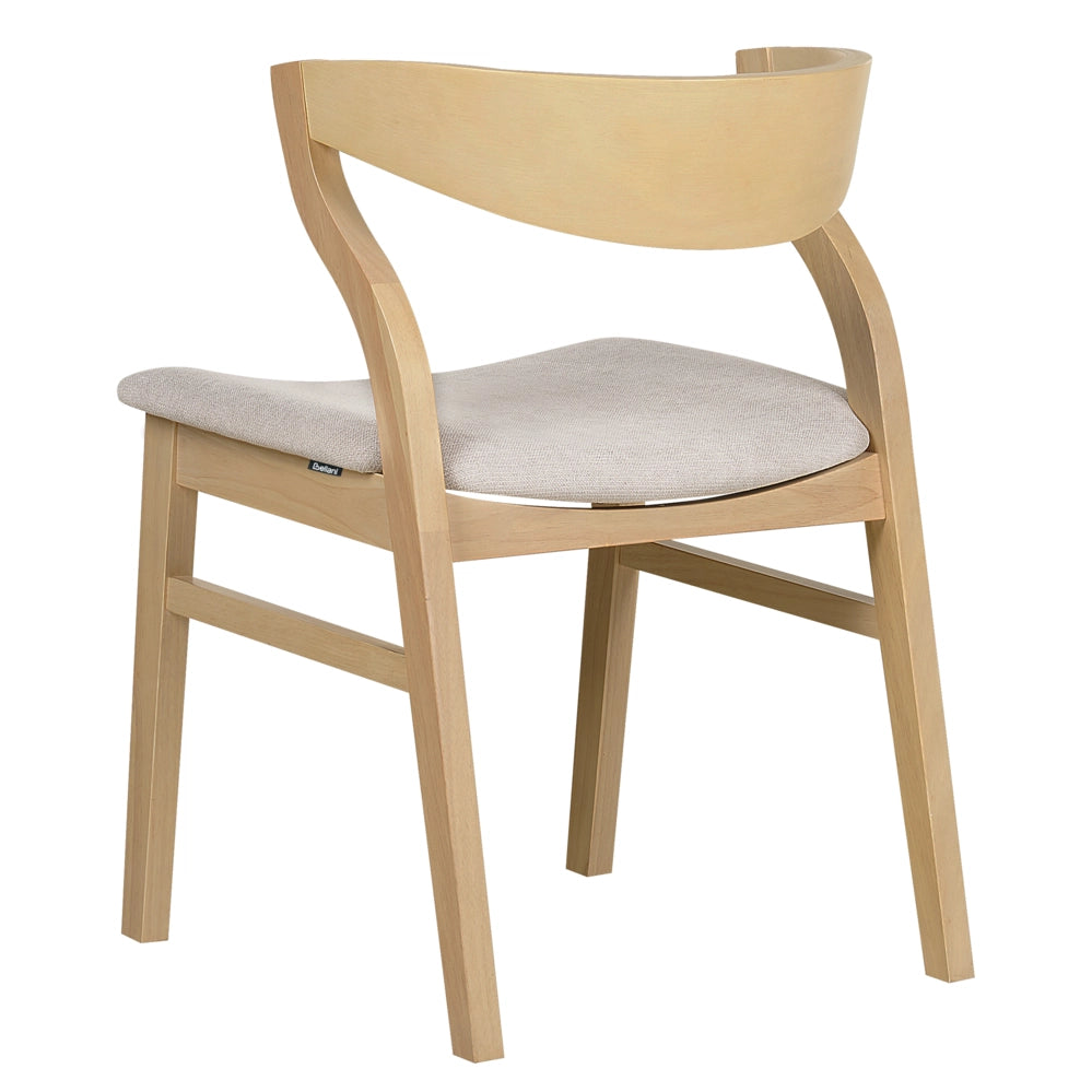 Set di 2 sedie da pranzo retrò imbottite legno chiaro e beige gambe in legno di caucciù stile retrò tradizionale
