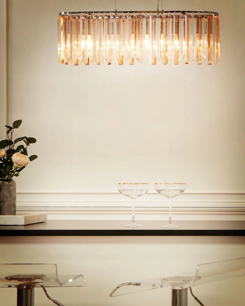 Lampadario in ferro argentato con cristalli di vetro Finitura cromata Illuminazione in stile glamour Soggiorno Sala da pranzo