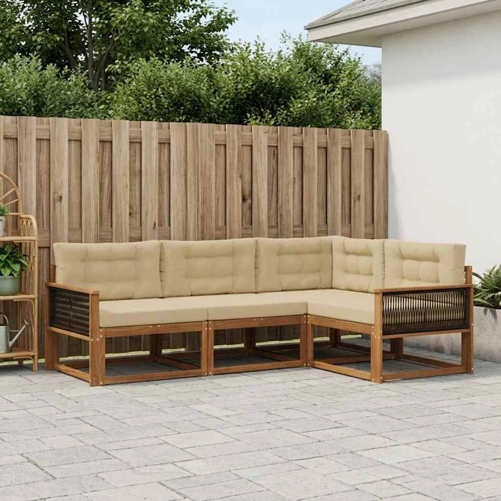 Set di divani da esterno 4 pz Naturale e Beige 3382526