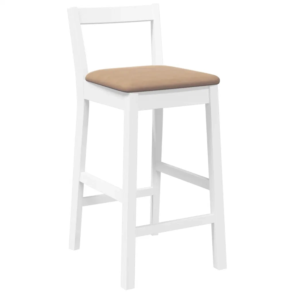 Sgabelli da Bar con Cuscini 2 pz Bianco Legno Massello di Hevea