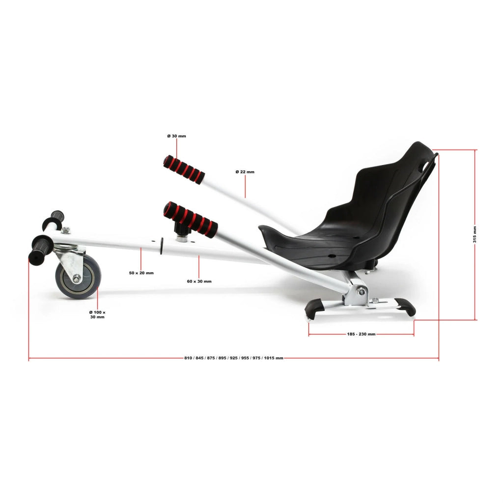 Sedile per monopattino elettrico go-kart compatibile con hoverboard adulto/bambino fino a 120 kg rosso 16_0002718