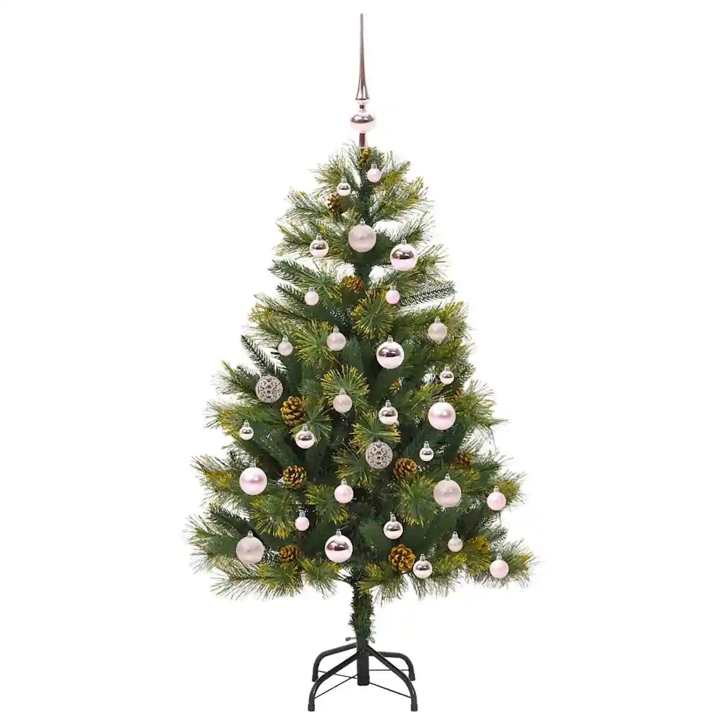 Albero di Natale artificiale pieghevole con coni Verde 120 cm 3395073
