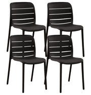Set 4 Sedie In Polipropilene e Fibra Di Vetro Sedia Cucina Trattamento Uv Antiscolorimento Giardino Interno Esterno Moderne Robuste Resistenti Seduta Terrazzo Soggiorno Bar Ristorante Impilabili Iris-Nero