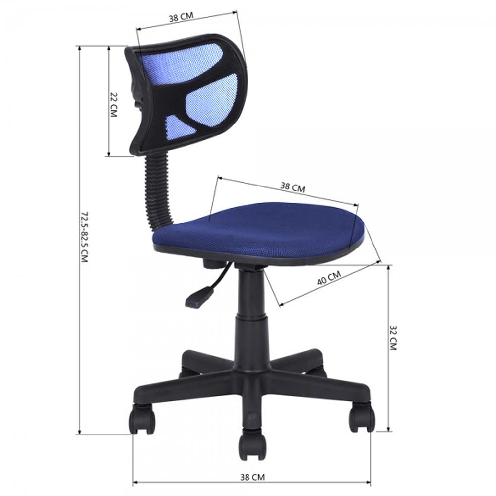 Sedia Girevole Cameretta Ufficio 5 Ruote Scrivania Schienale Traspirante Blu