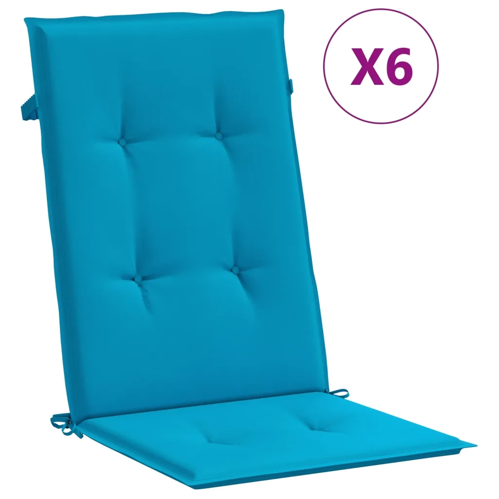 Cuscini per Sedie 6 pz | Cuscini per sedie Blu 120x50x3 cm in Tessuto