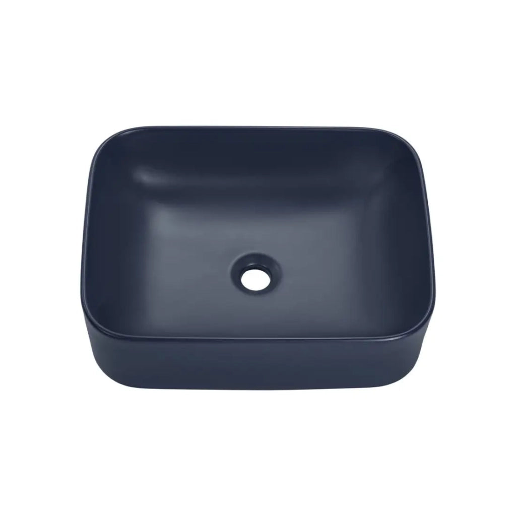 Lavabo da appoggio rettangolare 50,5x38 cm blu navy opaco in ceramica