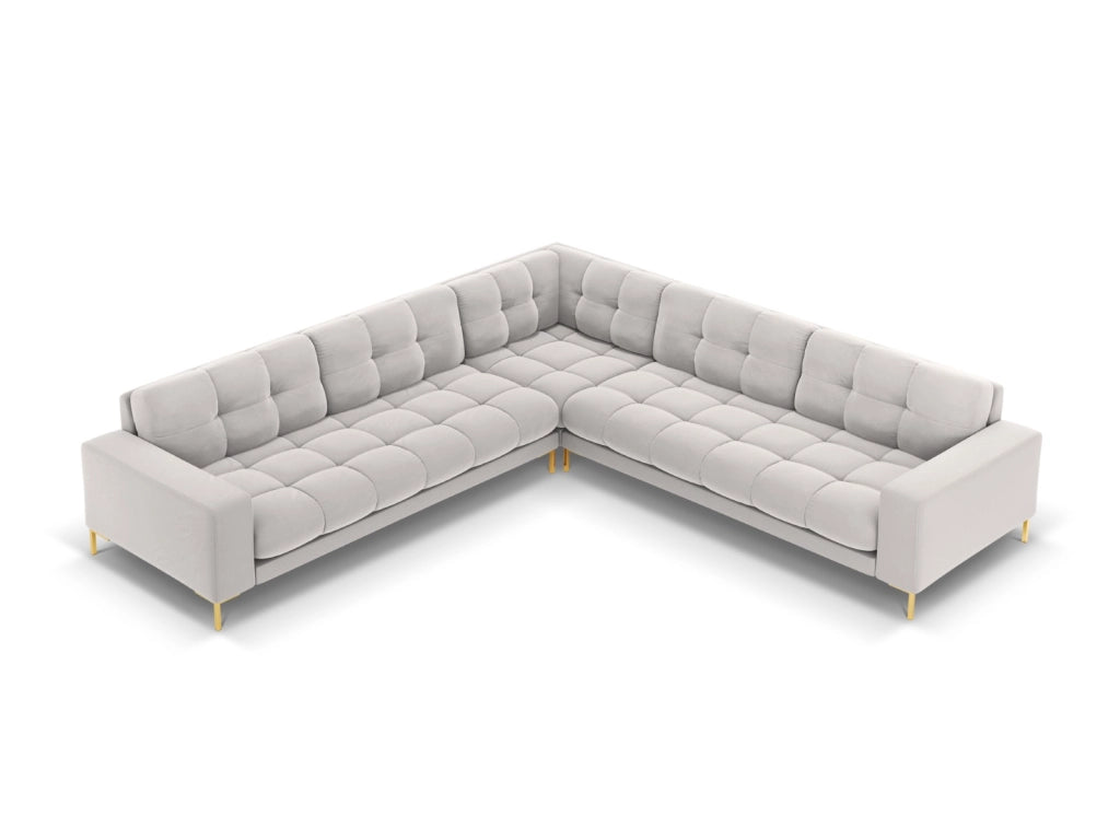 Cosmopolitan Design - Divano angolare reversibile "Bali" 6 posti in velluto argento 
