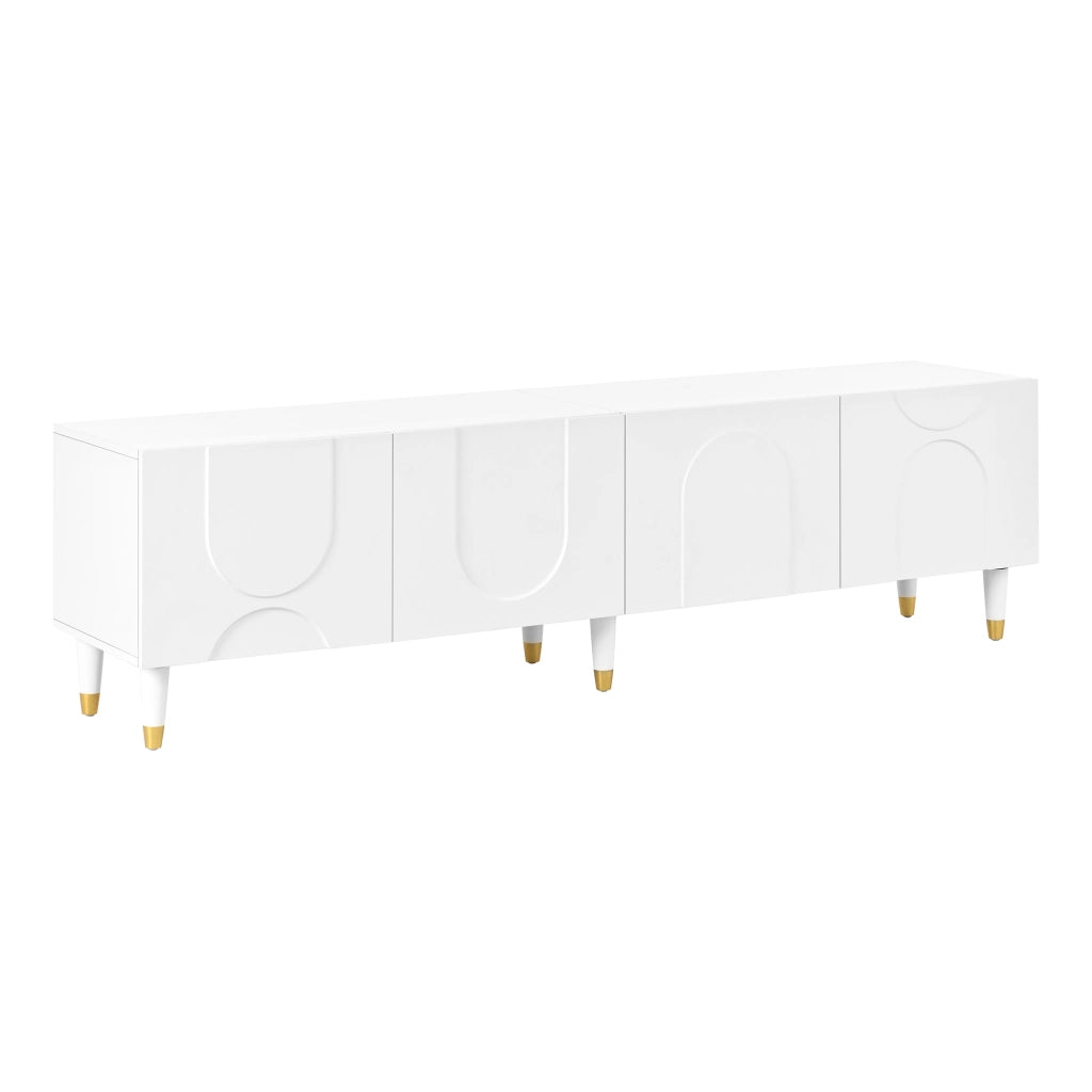 Mobile TV con 4 ante; vani aperti e passacavi - per soggiorno - 180 x 40 x 50 cm - bianco