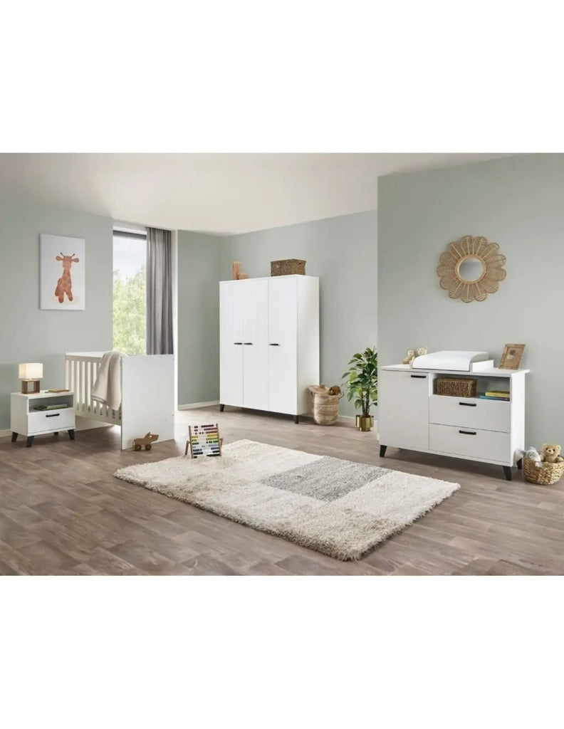 Lettino robusto 60x120 trasformabile in letto per bambini 90x200, colore bianco, collezione DANAÉ.
