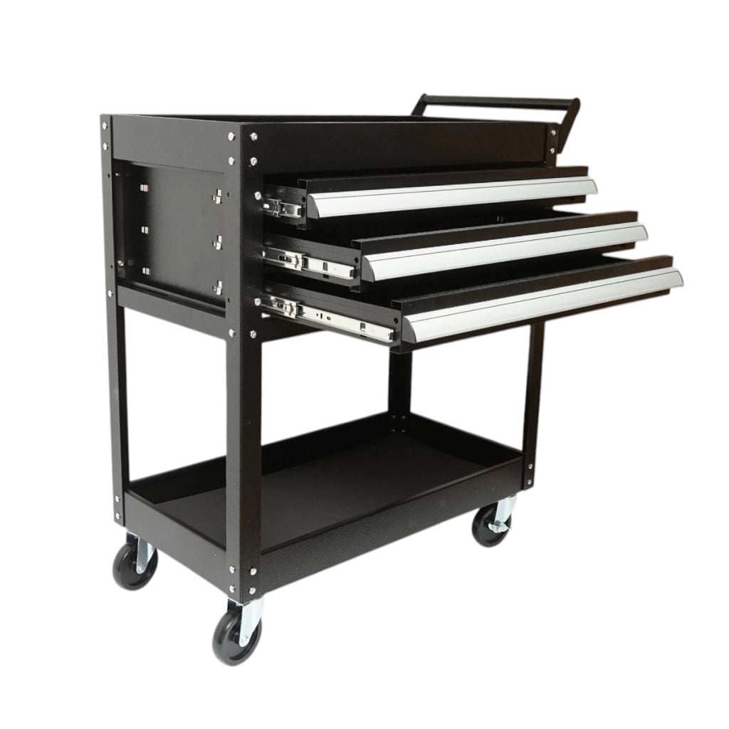 Carrello portautensili da officina in metallo su ruote con 2 ripiani e 3 cassetti 775x410x895mm Breckner Germany