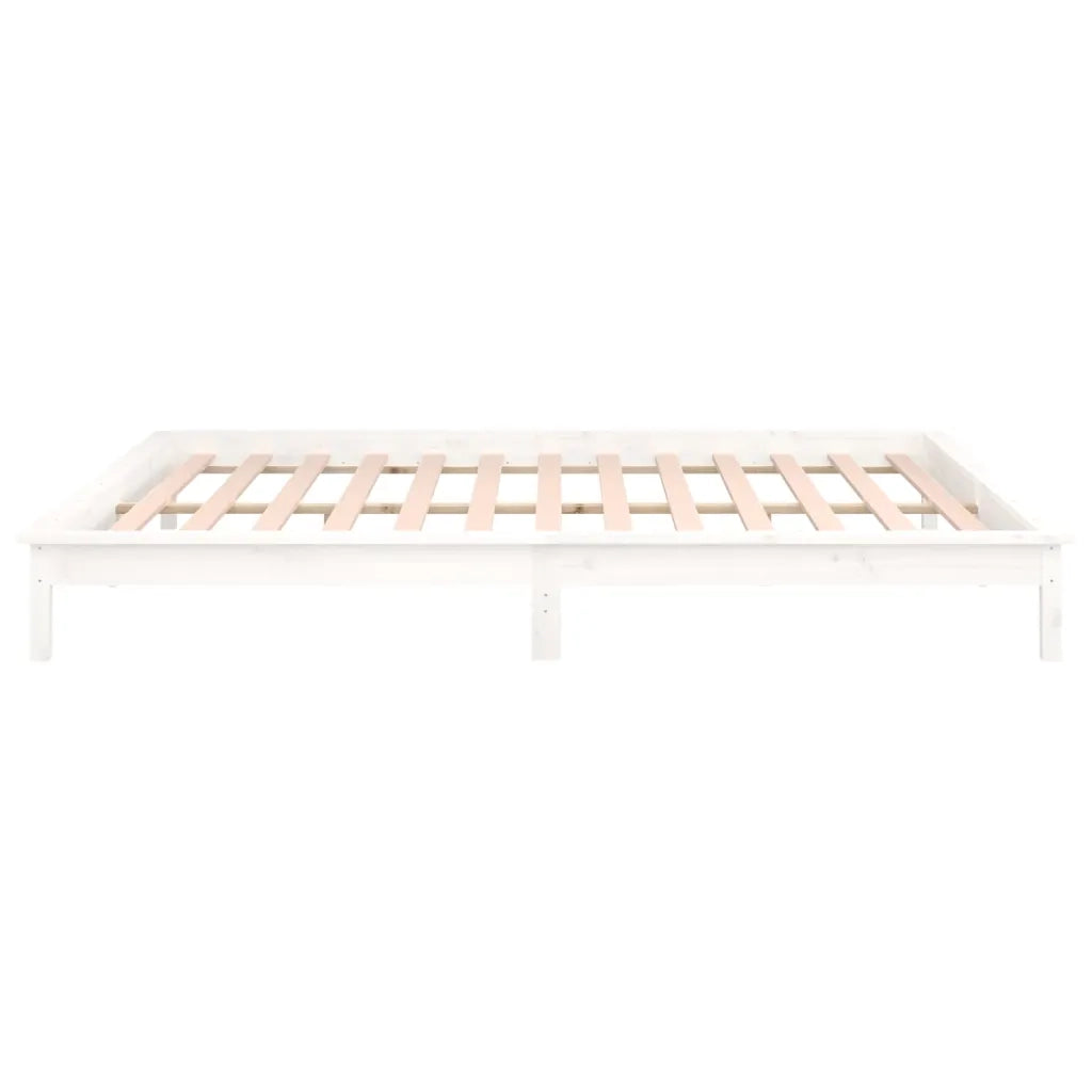 Giroletto con LED-Struttura Letto Bianco 160x200 cm in Legno Massello 729723