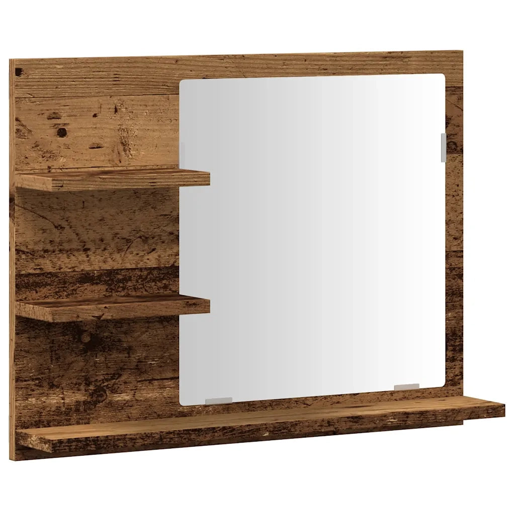 Armadietto a Specchio da Bagno Legno Vecchio 60x10,5x45 cm 856255