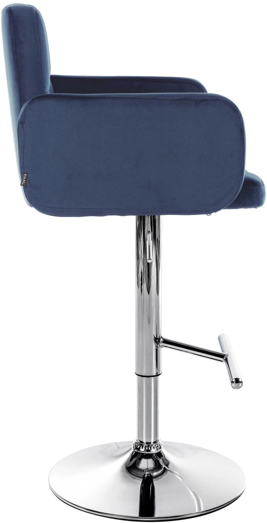 Set di 2 sgabelli da bar Los Angeles in velluto blu,cromo