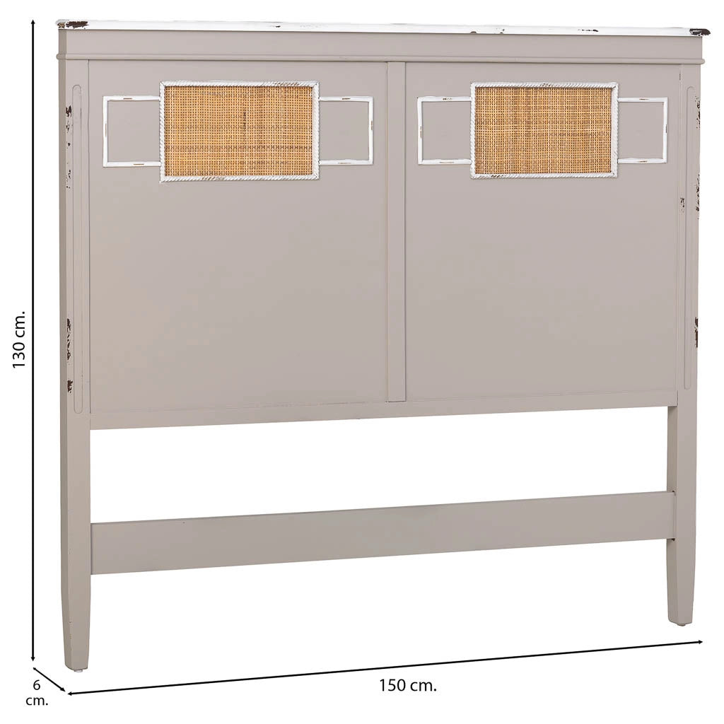 Testiera in legno con griglia grigio 150x6x130