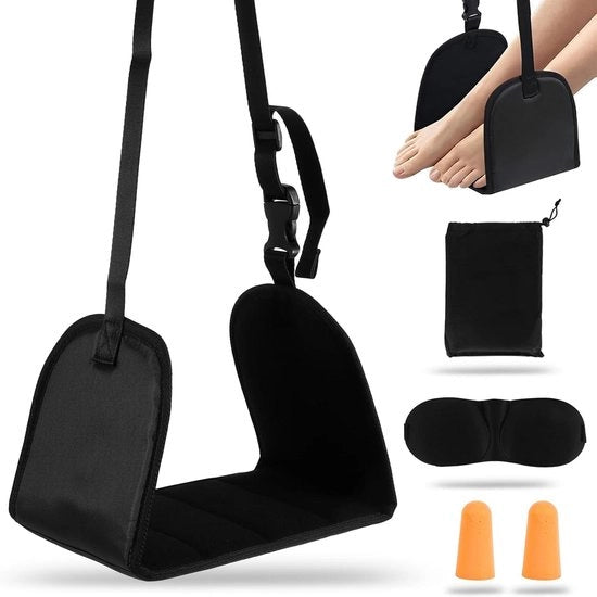 Supporto per gambe per viaggiatori con occhiali da sole e auricolari - Sostegno portatile e regolabile per alleviare la fatica durante lo sport.