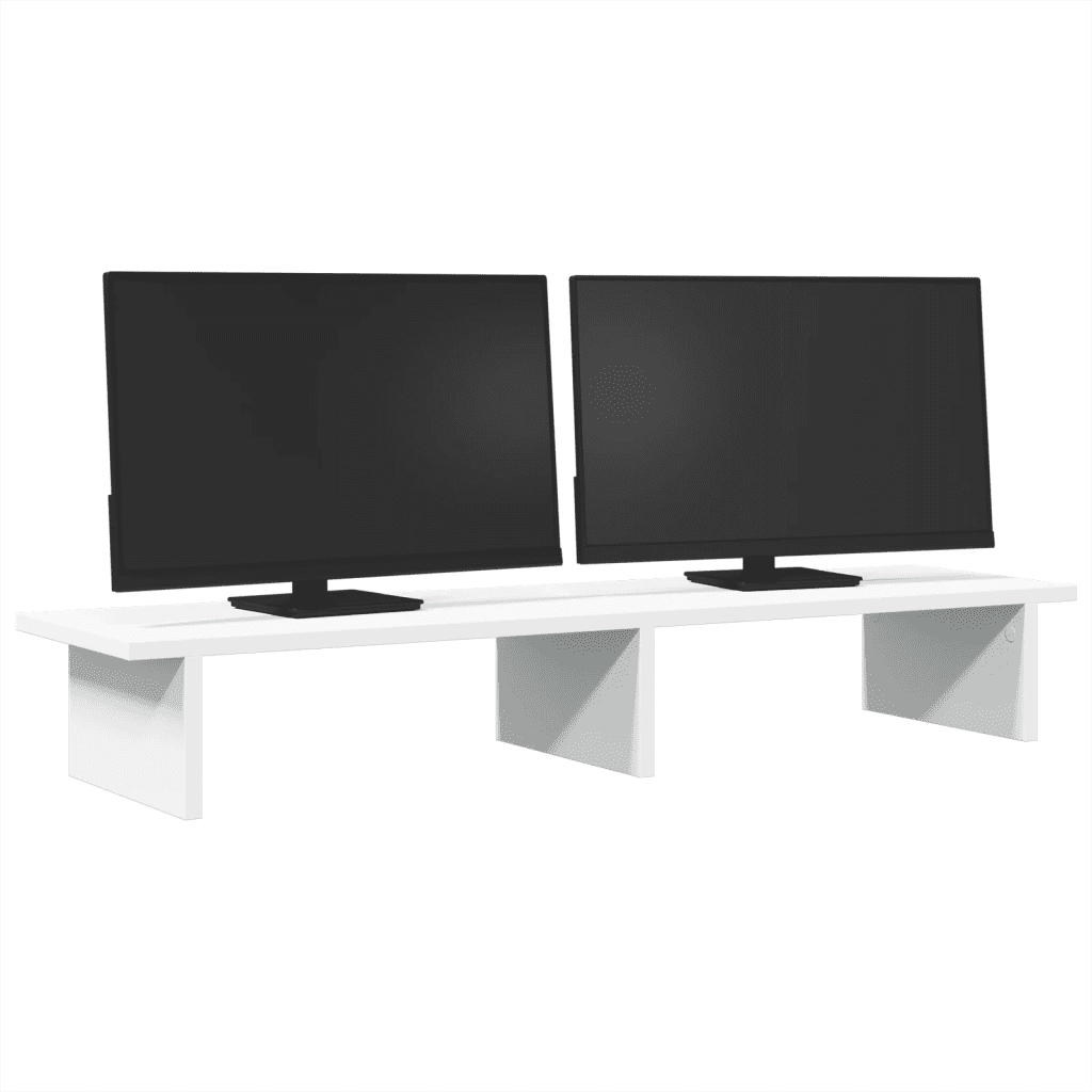 Supporto per Monitor Bianco 100x27x15 cm Legno Massello di Pino 854706
