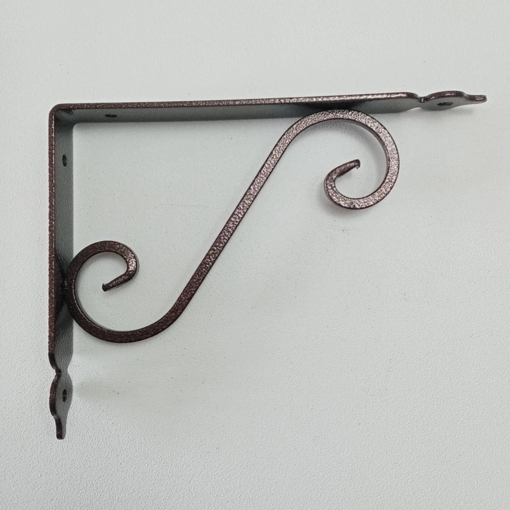 Reggimensola ramata da 175x230mm staffa rustica anticata con saetta di rinforzo