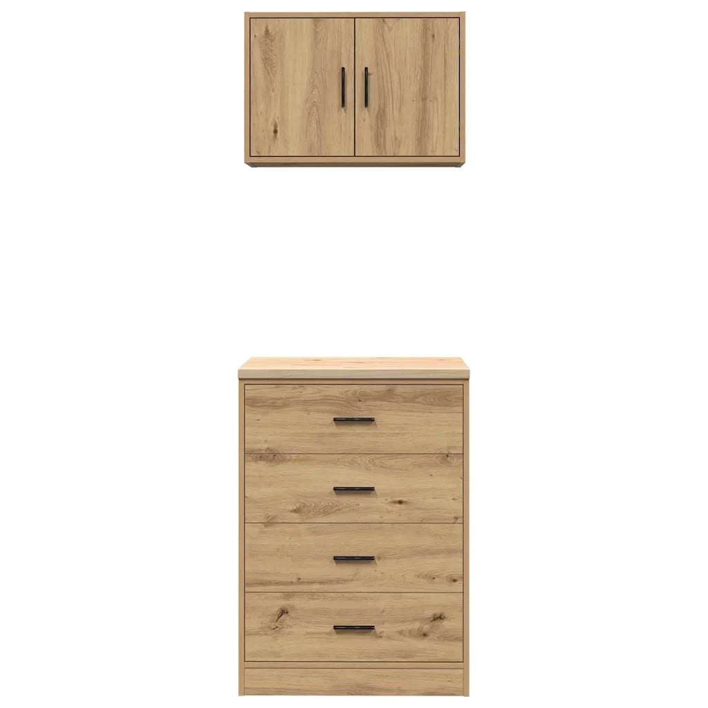 Armadi da Garage 2 pz Rovere Artigianale in Legno Multistrato 3328340
