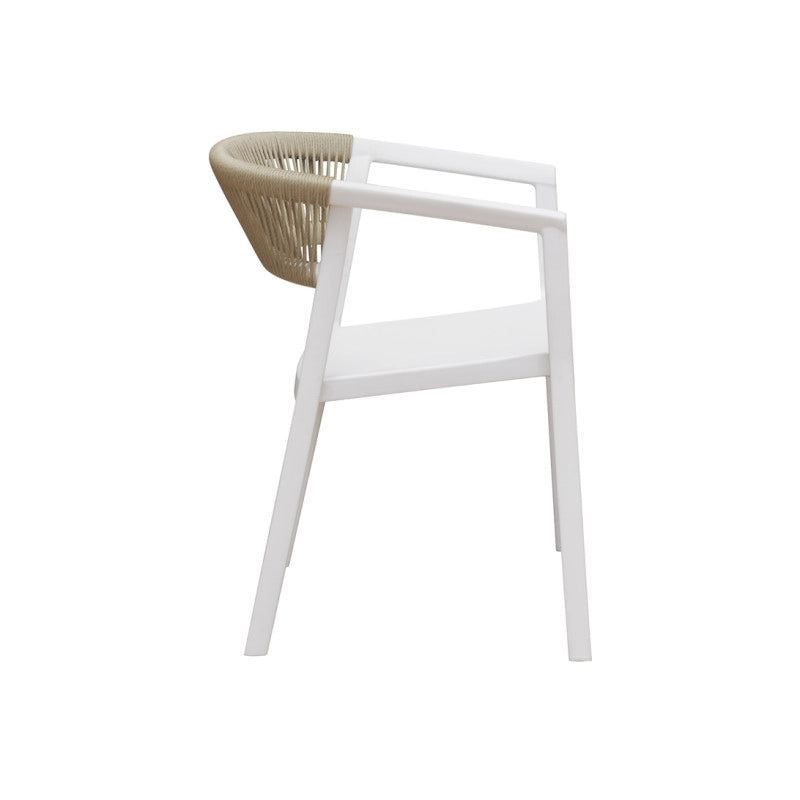 Sedia Lione Polipropilene Bianco E Corda Per Esterni Beige Moia