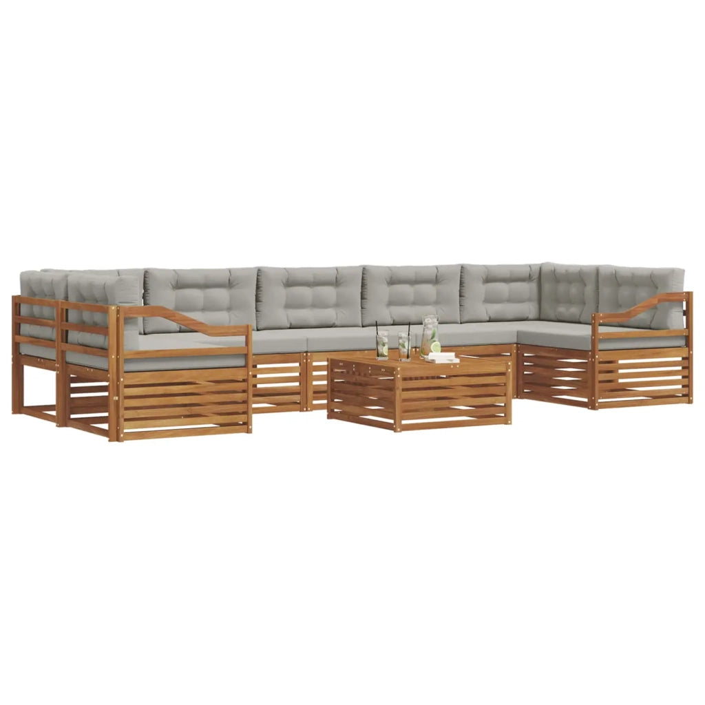 Set di divani da esterno 8 pcs Grigio Naturale e Chiaro