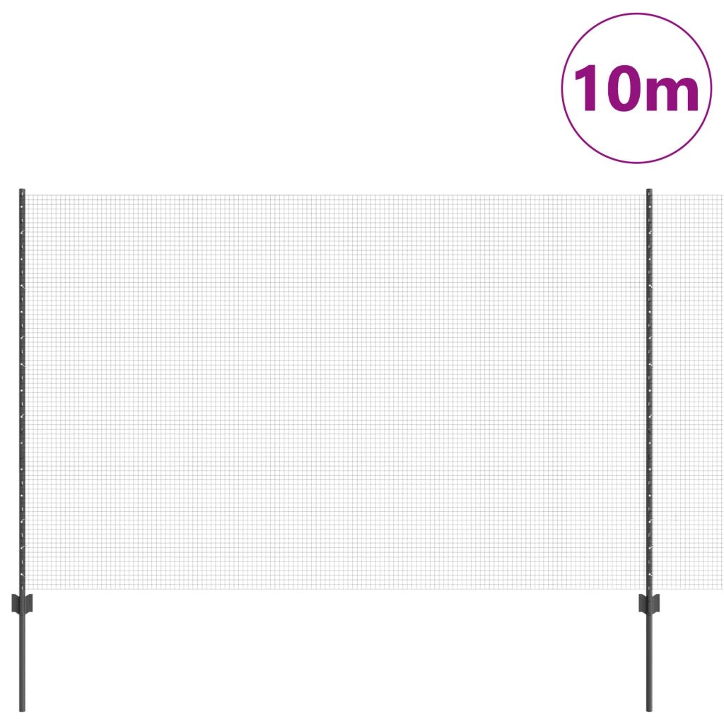 Recinzione in Rete Saldato con 10 Post U Grigio 1.6x10 m Acciaio