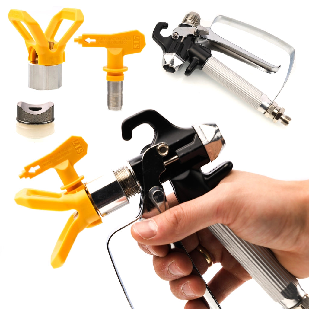 Pistola a Spruzzo per Spruzzatore Airless con Ugello 517 e Set di Pulizia Rosfix – Alta Qualità, Pressione Max 248 Bar