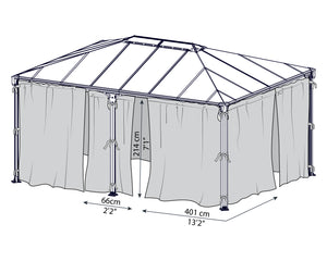 Rete Antizanzarae Per Gazebo Milano & Martinique 4.7X2.2 m