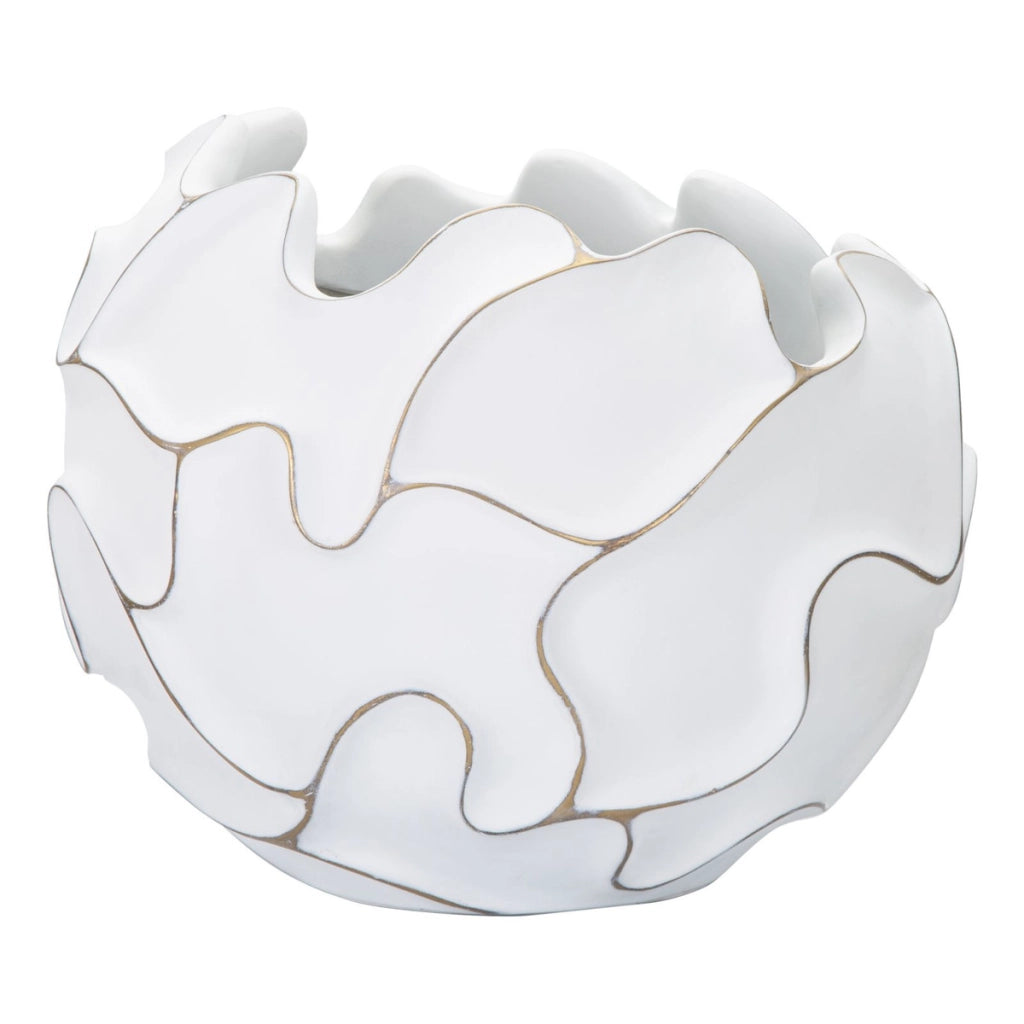 Vaso Decorativo VKH658, Bianco, Poliresina, 44x44x37 cm