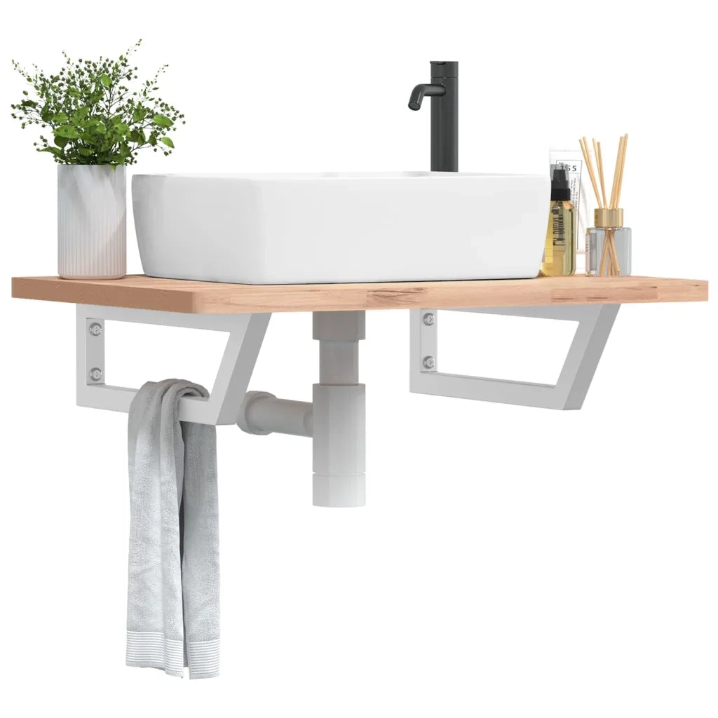 Reggimensole per Lavabo 2 pz Bianche Trapezio in Acciaio CFW7489835