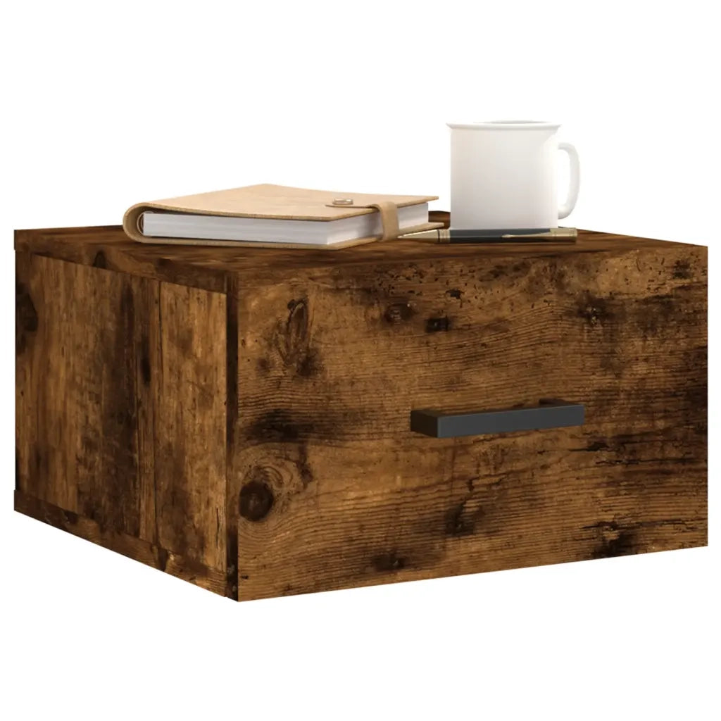 Comodini a Muro 2 pz-Set di 2 Tavolino da notte Rovere Fumo 35x35x20 cm 734054
