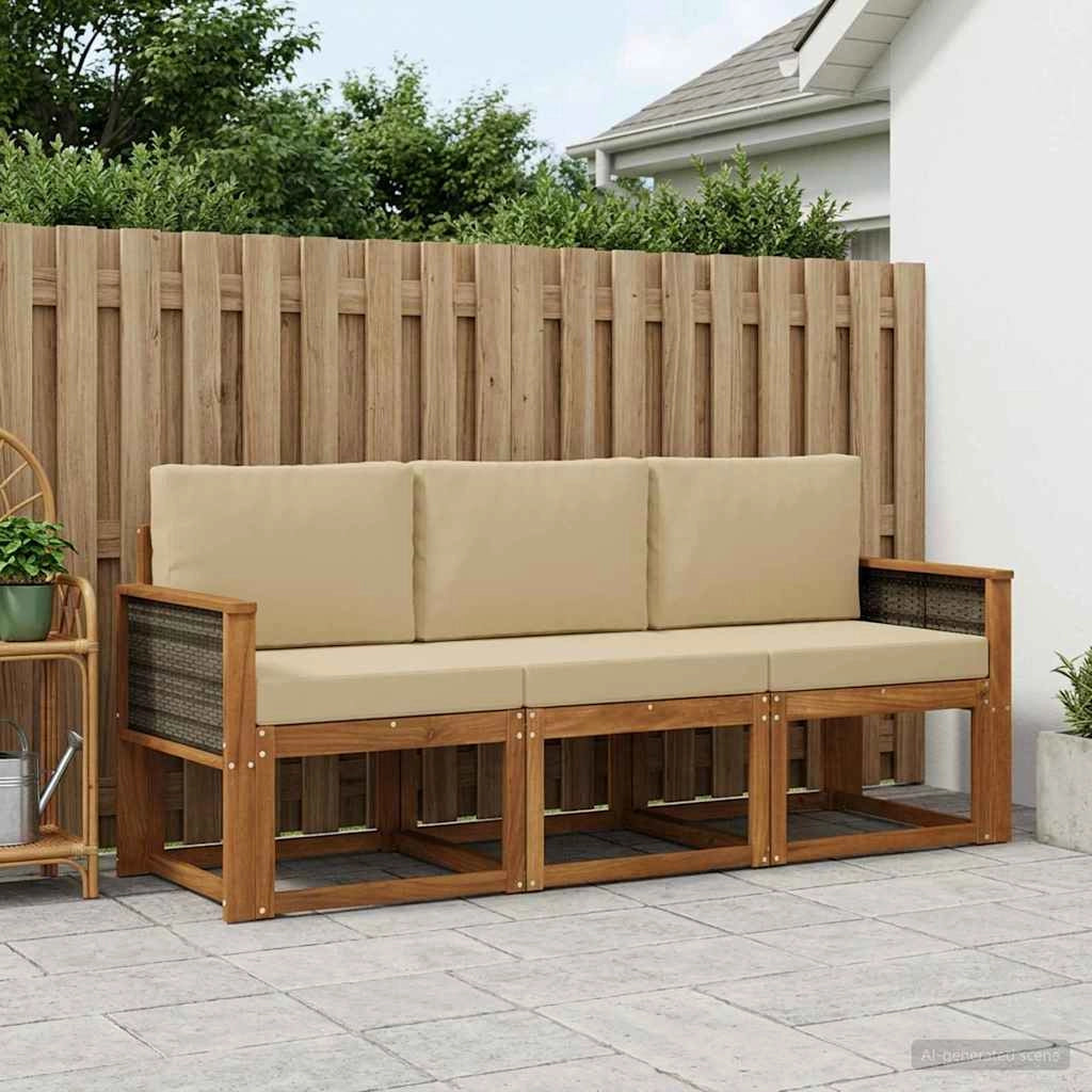 Set di divani da esterno 3 pz Naturale 3384949
