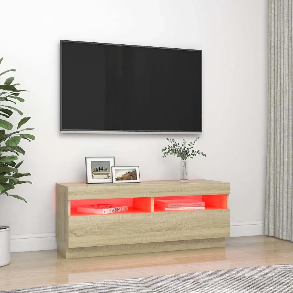 Mobile TV | Armadietto TV | Mobile Porta TV con Luci LED Rovere Sonoma 100x35x40 cm