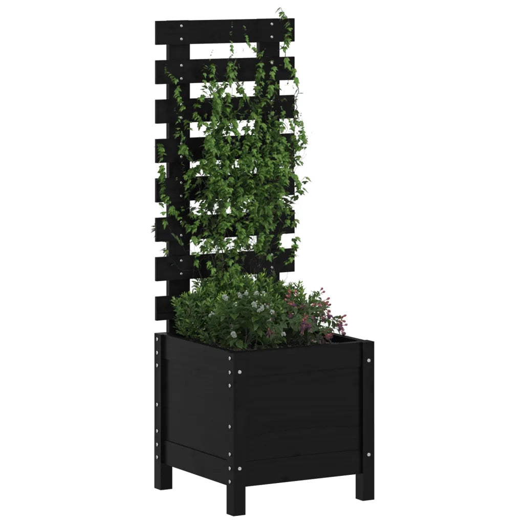 Fioriera Giardino con Rastrelliera Nera 39x39,5x114cm Pino 832519