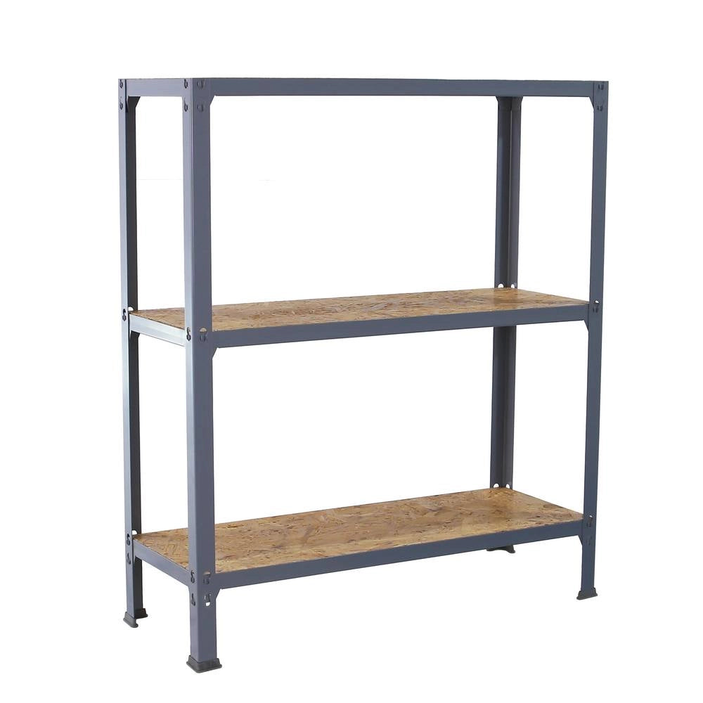 Scaffale in metallo Simon Rack senza viti colore grigio/osb 3 ripiani 900x1000x300 mm Made in Spain