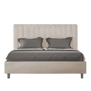 Letto Matrimoniale Francese 140x190 cm con Rete e Contenitore Agueda Sabbia