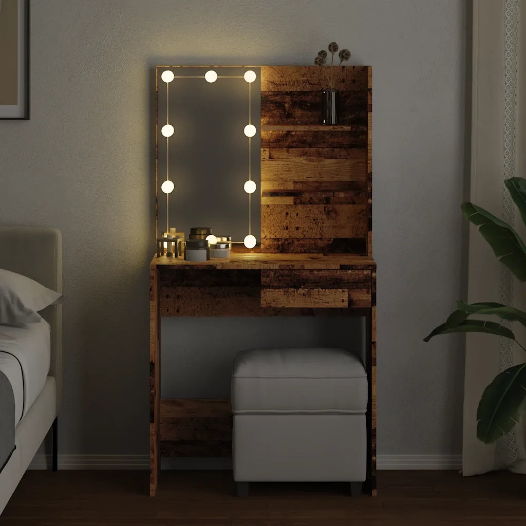 Toeletta con LED Legno Antico 74,5x40x141 cm 857021