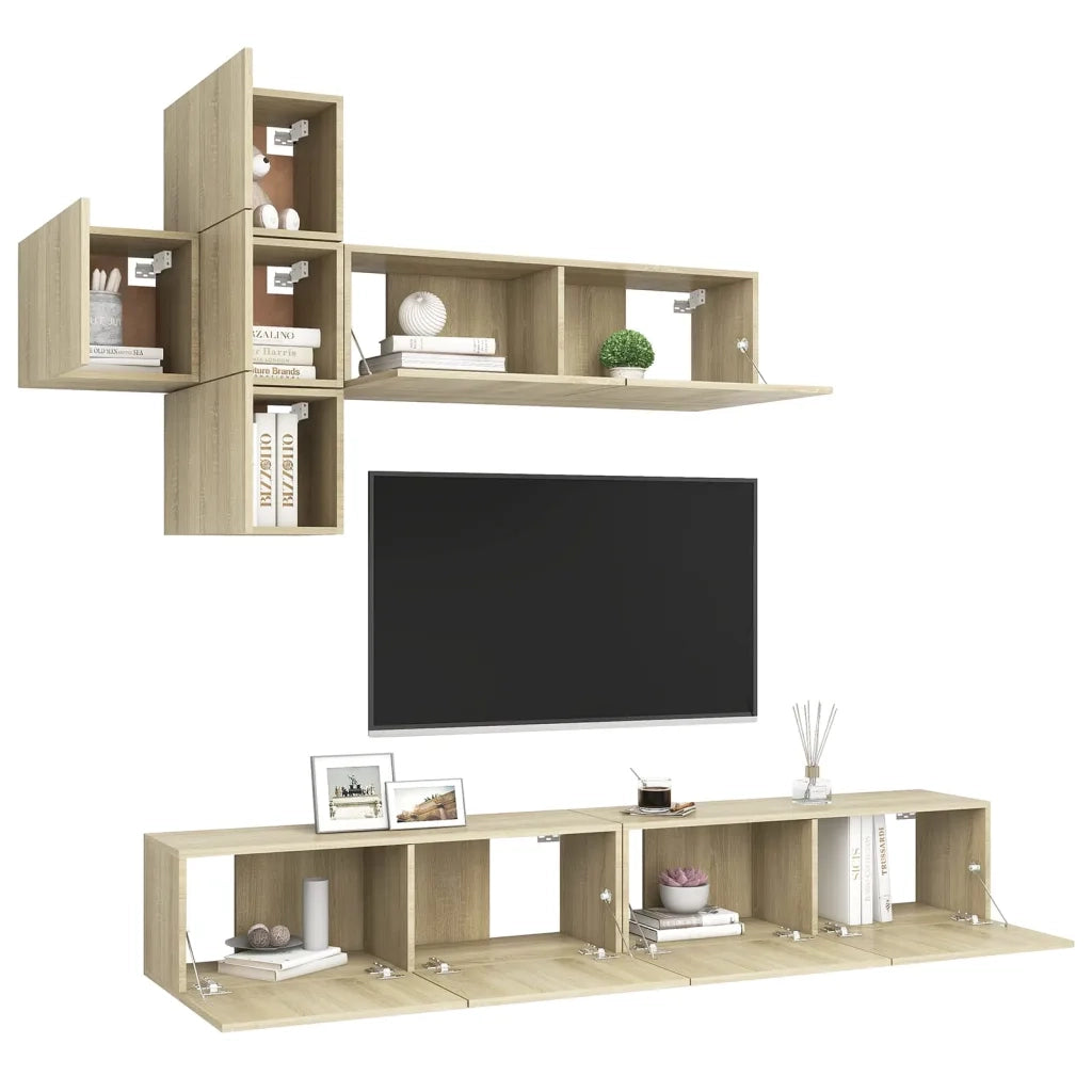 Set di Mobili Porta TV 7 pz | Armadietto TV | Mobile Porta TV Rovere Sonoma in Legno Multistrato